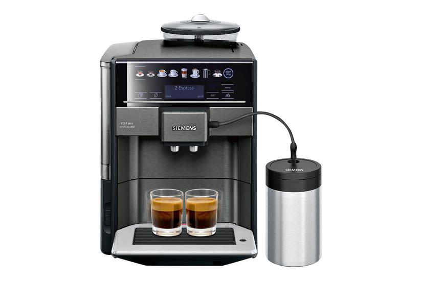 Siemens Plus Extraklasse Te657f09de Automatisk Kaffemaskine Med Mælkeskummer Bar Mørk Inox - Siemens Kaffebord  - 4242003832448