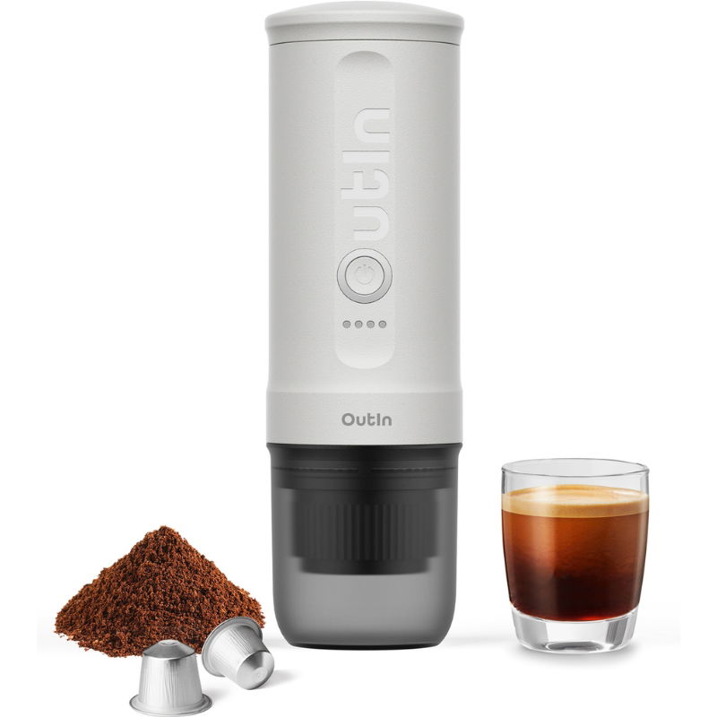 Hvid Outin Fino Bærbar Espressomaskine Sand - Outin Kaffebord  - 1240000018769